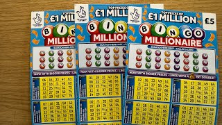 BINGO MILLIONAIRE £15 ALLWYN SCRATCH CARDS FROM THE NATIONAL LOTTERY