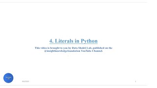 4. Literals in Python Programming Language #PythonLiterals #DataShaktiLab #coding #python