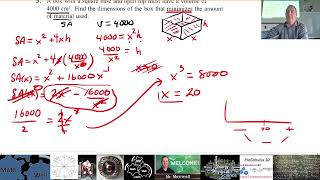 Calculus 30 4.4 Optimization problems #5, 6