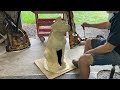 de molding a 190 pound concrete dog mold. latex and fiberglass mold.