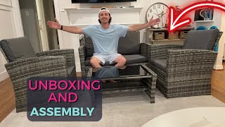 LayinSun 4 Piece Outdoor Patio Furniture Set Unboxing and Assembly!