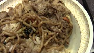 すき家のやきそば牛丼「大盛つゆだく」を食す Japanese Fried Noodles\u0026Beef Bowl