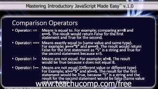 JavaScript Training Tutorial Comparison Operators