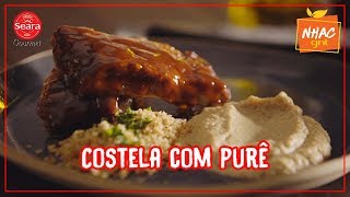 Costela com purê de couve-flor e farofa de avelã | Momento Gourmet