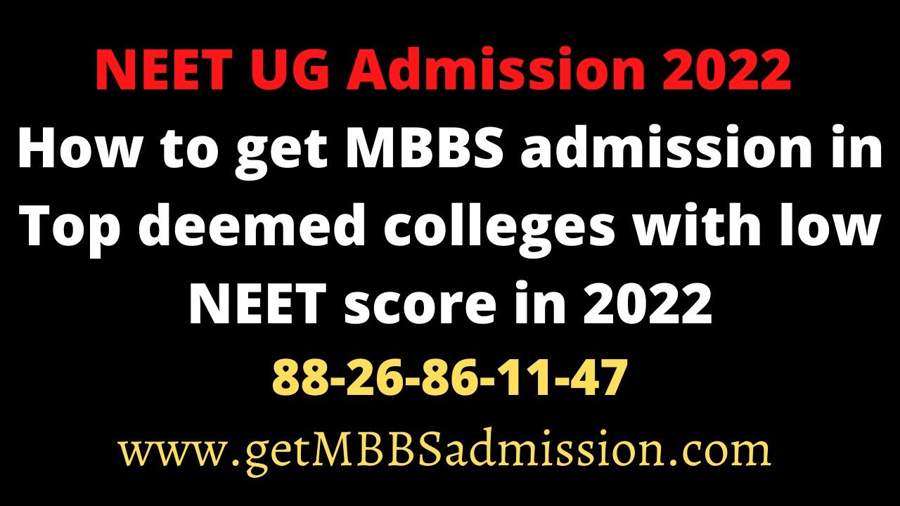 How To Get MBBS Admission In Top Deemed Colleges With Low NEET Score In ...