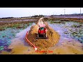 Project ​Dam Lake​ Continue! Landfill By​ Dump Truck 5t Unloading soil Push  By tractor.