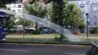 Hot fuzz: German police beat the heat with water cannon