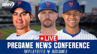 Carlos Mendoza, Pete Alonso and Jose Quintana speak before NLCS Game 3 matchup with Dodgers | SNY