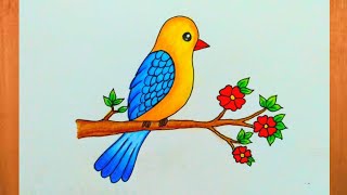 bird drawing| How to draw bird step by step very easy drawing |चिड़िया का सुन्दर चित्र बनाना सीखें|PS