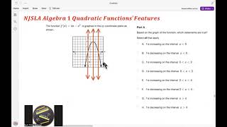NJSLA Released Items Algebra 1 Quadratic Functions Features and Solving Quadratic Equations 19