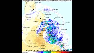 Tropical Cyclone Yasi rain radar loop