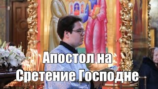 Апостол на Сретение Господне читает семинарист Александр Ветров