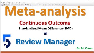 Meta analysis for continuous outcome using Standardized Mean Difference SMD in Review Manager RevMan