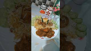 রবিবারের স্পেশাল লাঞ্চ এগ চিকেন🍛💕 বিরিয়ানি🥰 #food #chicken #lunch #sunday #thali #special #shorts 🍛🍗