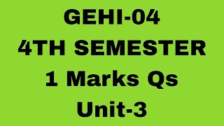 OSOU//GEHI-04//4TH SEM//1 Marks Qs//Unit-3#osou