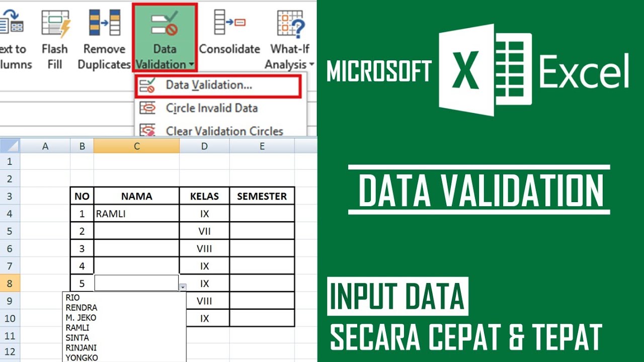 Cara Menggunakan Data Validation Pada Excel - YouTube