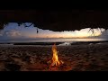 『洞窟から覗く波音と焚火』 background camping video