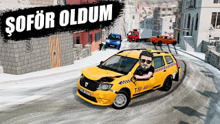 KARLI YOLDA TAKSİ ŞOFÖRÜ OLDUM // DACİA LOGAN // BeamNG.drive