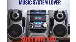 Sony MHC V60#2600 watts PMPO# STK IC 402-120S#Duel Hybrid Woofer speaker box#Big led Display