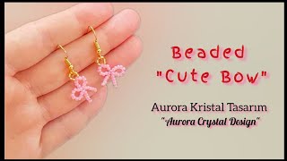 Seed beaded bow earring making. How to make beads earrings. Beading tutorial.