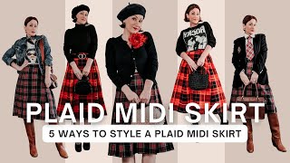 5 Ways To Style A Plaid Midi Skirt | Outfit Ideas #analuisany