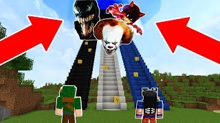 NÃO SUBA NA ESCADA ERRADA DE LUCKY BLOCKS DO MINECRAFT!! VENOM, SONIC.EXE, PALHAÇO IT A COISA