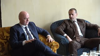 Figc, Aleksander Čeferin e Gianni Infantino all'assemblea elettiva a Roma