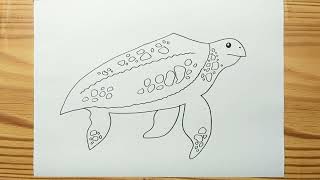 How to draw LEATHERBACK SEA TURTLE FOR KIDS