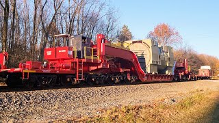 HUGE High \u0026 Wide with Caboose - CSX Special Move S990 - SD40-3 #4001 in Unionville Ohio - 11/9/22