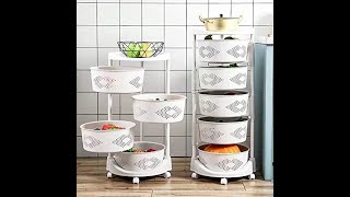 HOME CUBE Plastic 3/4/5 Layer Kitchen Rotating Trolley Portable Storage Rack Round Design Organizer