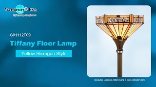 Werfactory standing tiffany Floor lamp Yellow Hexagon Style S01112F09 W12H66 Inch