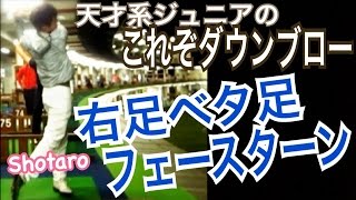 ゴルフこれぞダウンブロー！右足ベタ足！フェースターン！お手本アイアンショット(正面)【Shotaro】WGSLレッスンgolfドラコンドライバーパター