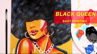 Acrylic Painting Tutorial BLACK QUEEN | Easy AFRICAN ART Step by step