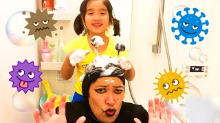 手あらい・うがい・おふろに入って、ばいきんをやっつけよう！＊教育　寸劇　wash your hands こたみのチャンネル