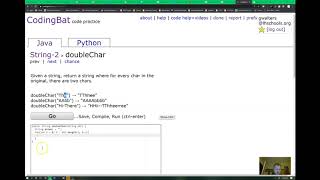 CodingBat String-2 "doubleChar" walkthrough