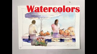 Watercolor Pumpkin Picking Figure Painting - EXTREME BEGINNERS - with Chris Petri