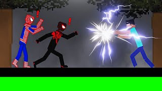 Spider-Man and Miles Morales VS Herobrine on Acid Sea in People Playground