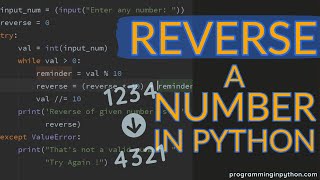 Python Program to find reverse of a number || Programming In Python
