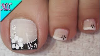 Diseno De Unas Para Pies Flor En Principiantes Muy Facil Flowers Nail Art Nlc