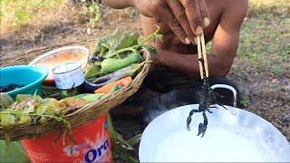 Amazing Food | Cooking and Eating Scorpion With Fresh Milk Delicious