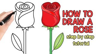 How to Draw a Rose - step by step drawing tutorial