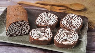 Chocolate Crepe Roll | Crepe Roll Cake Recipe | Yummy