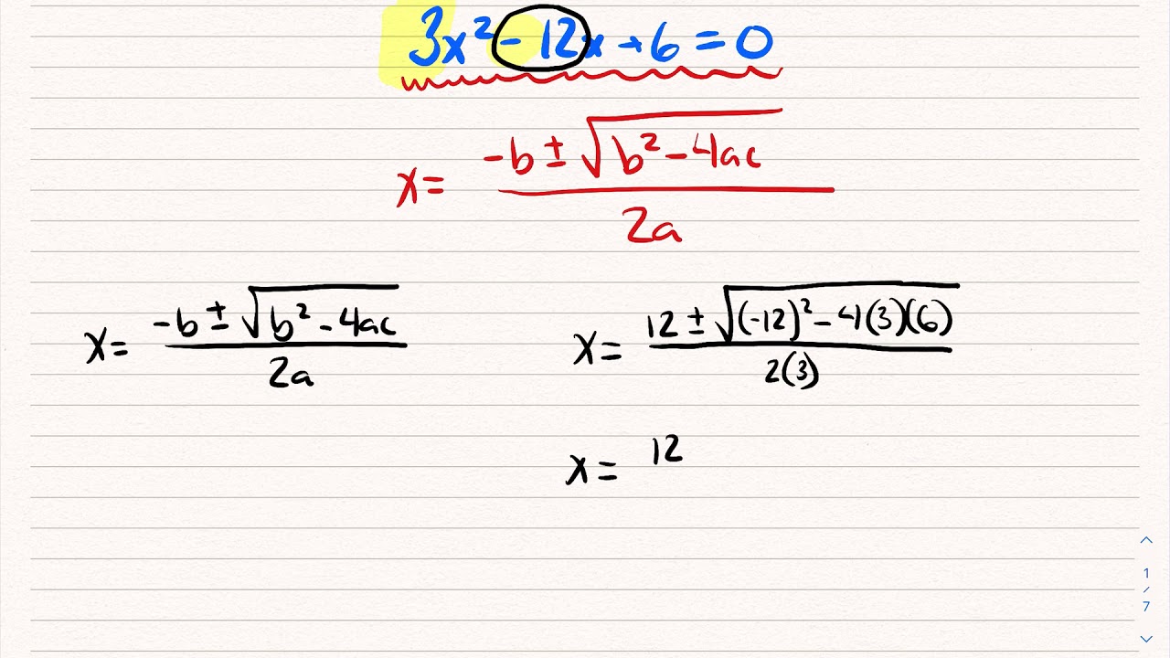 Advanced Algebra Quadratic Formula Lesson Part 1 - YouTube