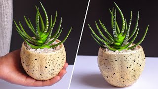 How to make Artificial Plant With Pot | DIY Realistic Green Fake Succulent For Home Decoration