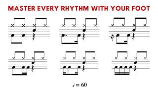 The Ultimate KICK DRUM Workout – Master Every Common Rhythm 🥁🎶 (Play-Along Sheet Music – 60 BPM)