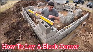 How to lay a block corner with 8 inch block