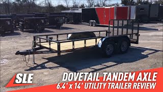 6.4' X 14' Tandem Axle Dove Tail Utility Trailer With Gate \u0026 Fenders Review Walkthrough