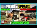 GTA ONLINE WEEKLY UPDATE! 2X MONEY, 2 CLAIMABLE CARS & NEW EVENT COMING!