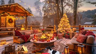 Cozy Winter Porch 🔥 Warm Fireplace, Magical Lights \u0026 Stunning Snowy Views by Dreamy Ambience