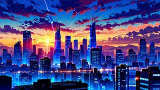 Electric Horizon: A Futuristic Cityscape at Dusk